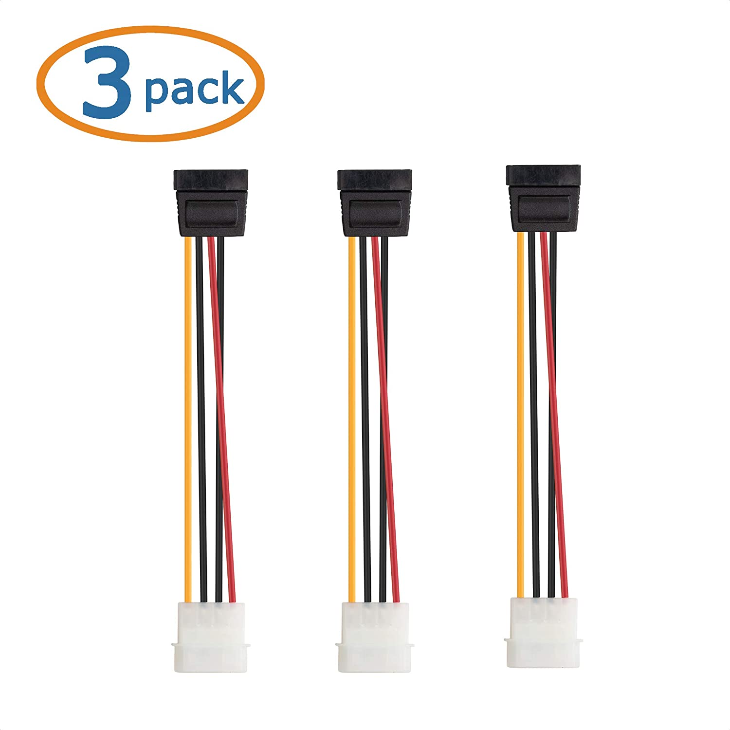 104009 Cable Matters 3-Pack 4 Pin Molex to SATA Power Cable